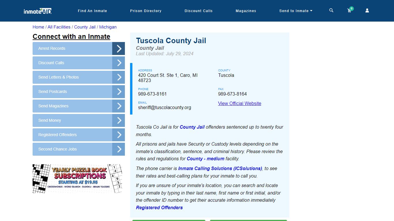 Tuscola County Jail - Inmate Locator